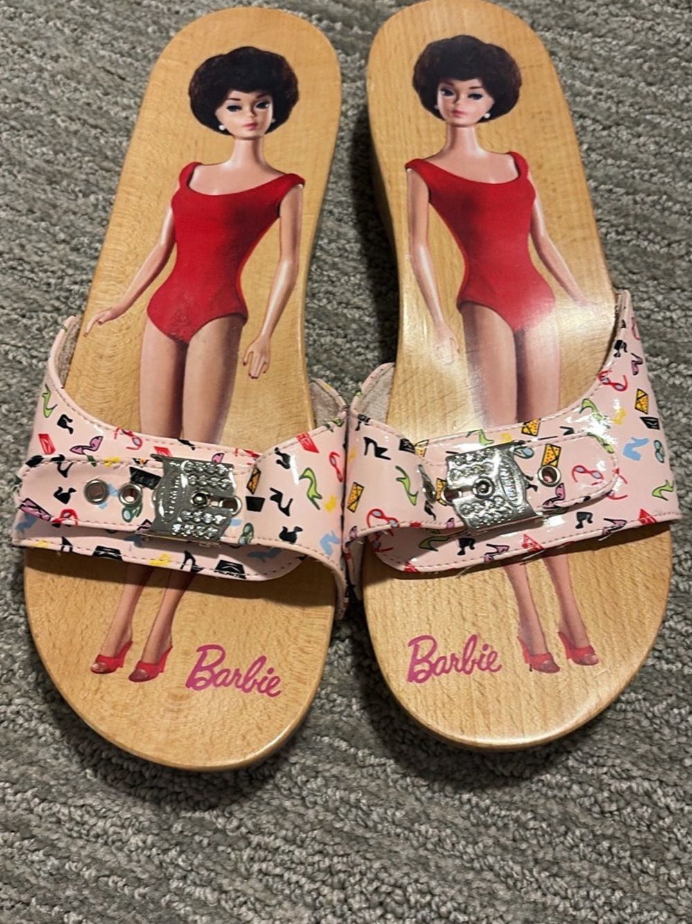 NEW Barbie Pink Graphic Slide Sandals